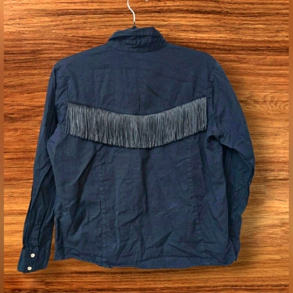 Vintage Cumberland Outfitters Western Black Fringe Tassle Longsleeve Pearl Snap - Picture 2 of 11
